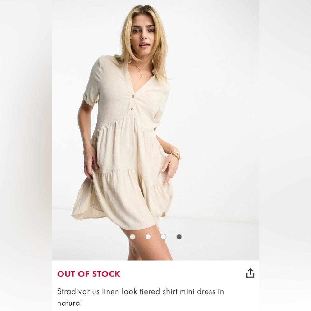 Linen Look Tiered Shirt Mini Dress NWT